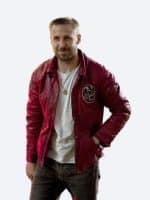 Ryan Gosling Gorilla Logo Red Leather Jacket