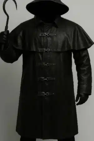 Steampunk Fisherman Halloween Cosplay Black Leather Coat