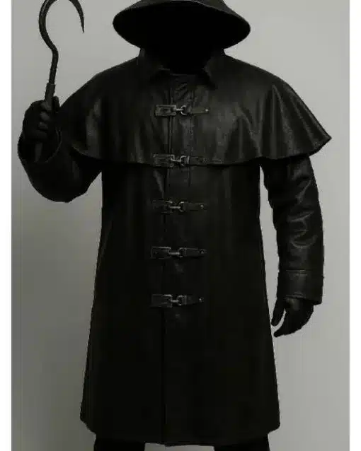 Steampunk Fisherman Halloween Cosplay Black Leather Coat 01 Steampunk Fisherman Halloween Cosplay Black Leather Coat