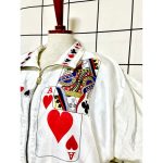 Vintage White Playing Card Nylon Jacket