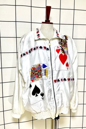 Vintage White Playing Card Nylon Jacket