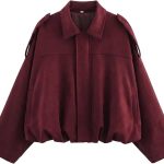 Women's Oversized Faux Suede Cropped Bomber Jacket
