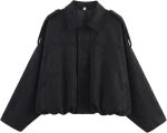 Women's Oversized Faux Suede Cropped Bomber Jacket
