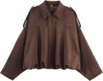 Women's Oversized Faux Suede Cropped Bomber Jacket