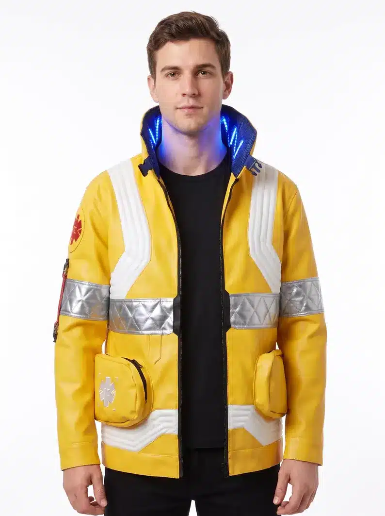ee (8) Cyberpunk 2077 David Martinez Yellow Edgerunners Faux Leather Jacket
